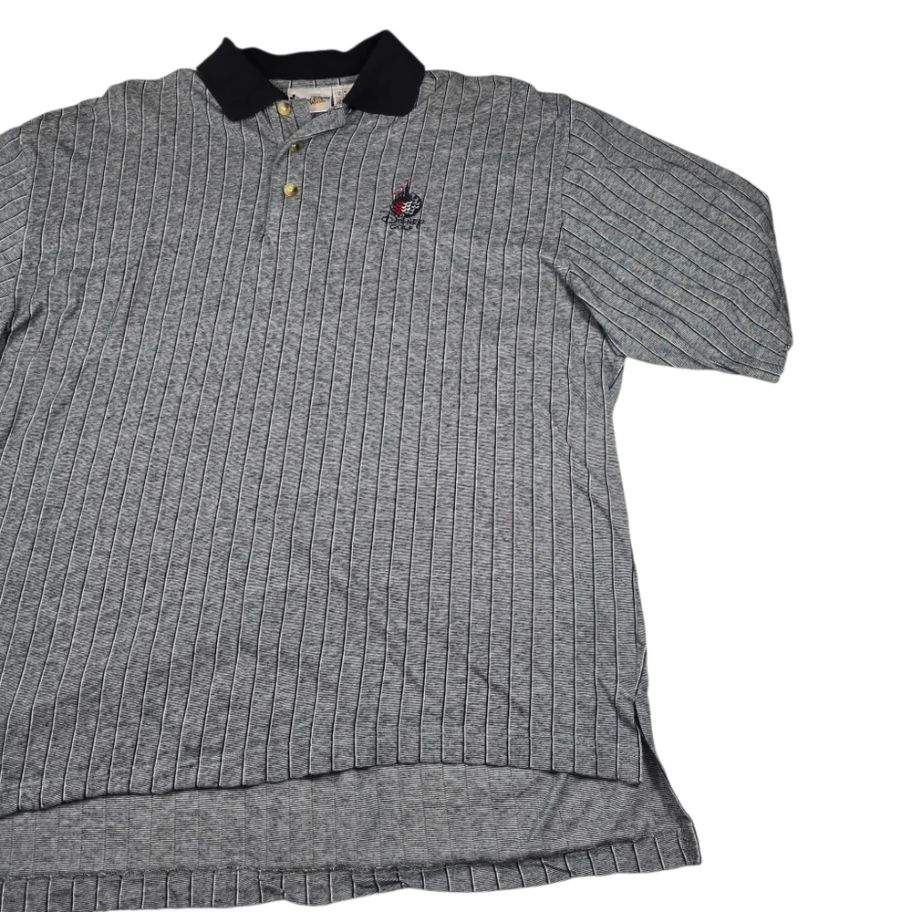 VTG Walt Disney World Mickey Mouse Disney Golf 90s Striped Mens Polo Shirt Sz XL